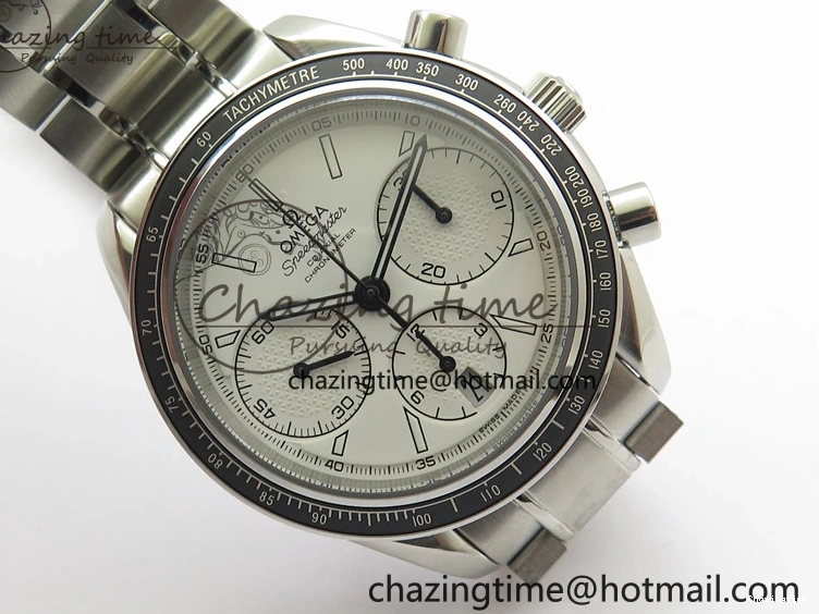 0507 Elegant Speedmaster Racing Master SS HRF 1:1 Best Edition White Dial on SS Bracelet A 7864